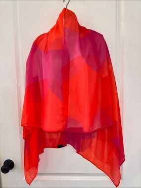 La Blanca by Rod Beattie Vibrant Red, Orange & Fuchsia Sheer Scarf/Shawl